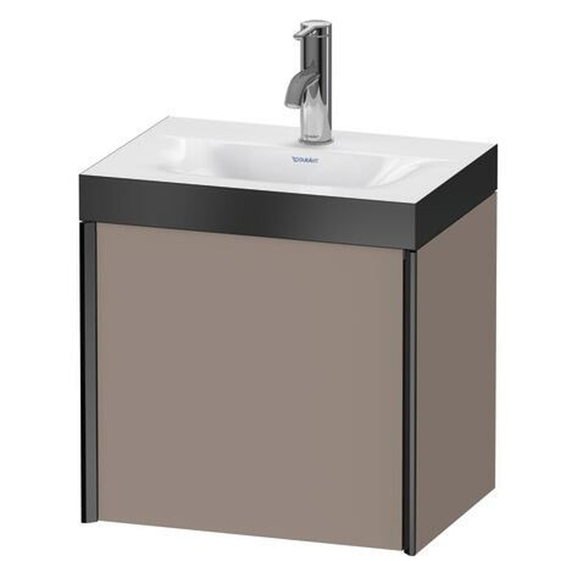 Duravit XViu 18" x 18" x 13" One Door C-Bonded Wall-Mount Vanity Kit With One Tap Hole, Basalt (XV4631OB243P)