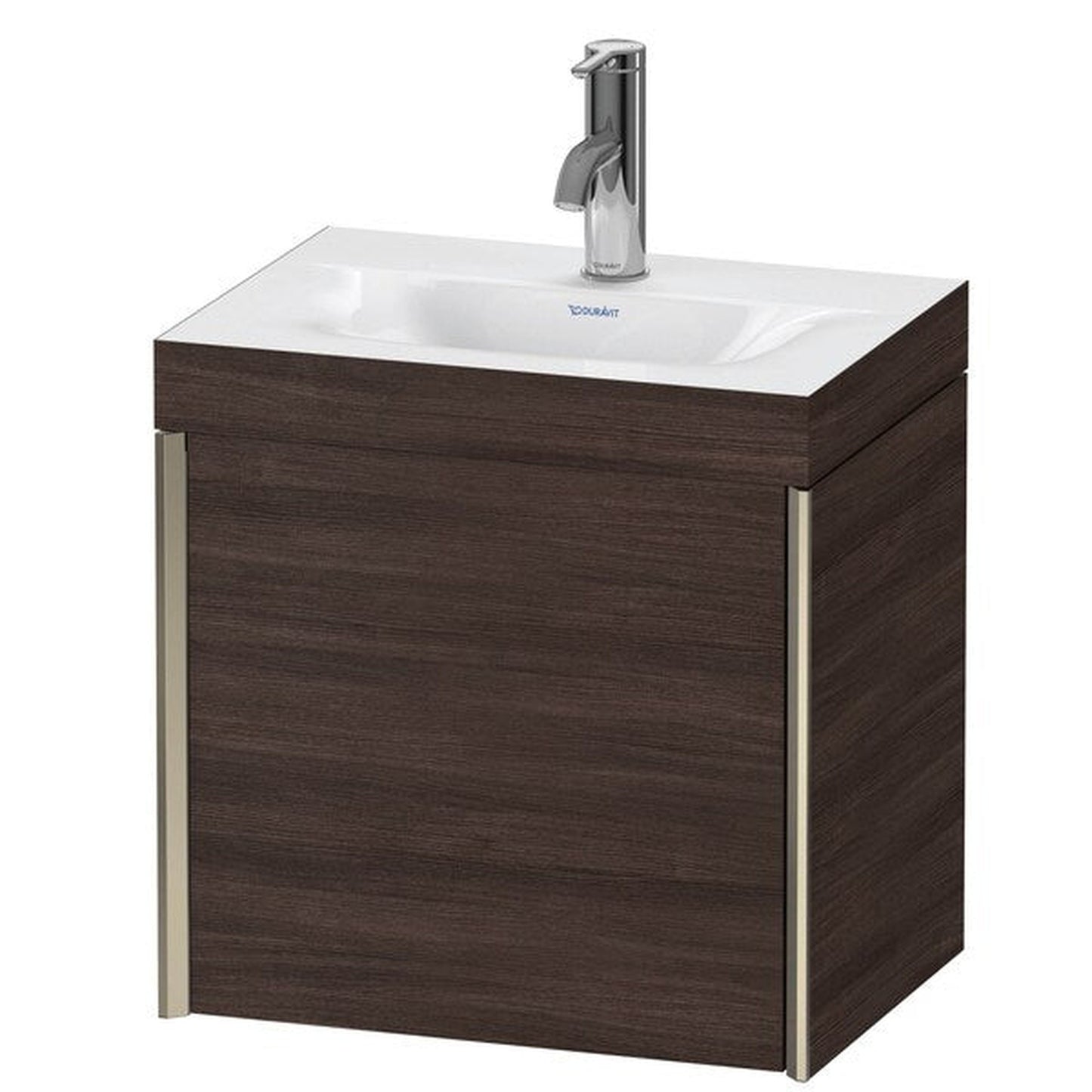 Duravit XViu 18" x 18" x 13" One Door C-Bonded Wall-Mount Vanity Kit With One Tap Hole, Chestnut Dark (XV4631OB153C)