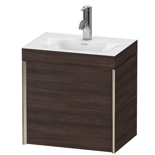 Duravit XViu 18" x 18" x 13" One Door C-Bonded Wall-Mount Vanity Kit With One Tap Hole, Chestnut Dark (XV4631OB153C)