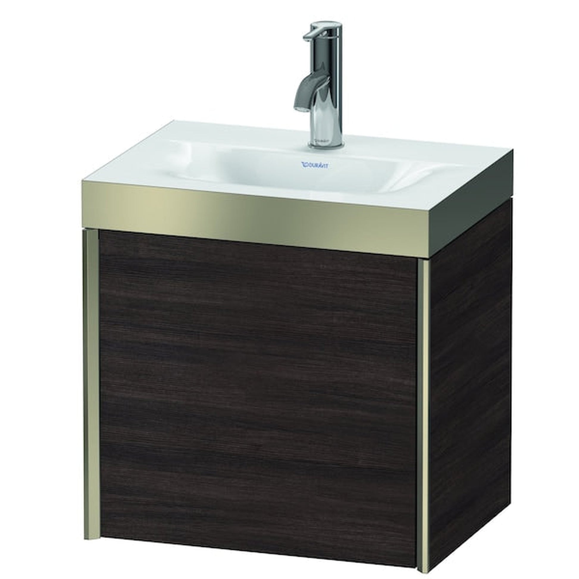 Duravit XViu 18" x 18" x 13" One Door C-Bonded Wall-Mount Vanity Kit With One Tap Hole, Chestnut Dark (XV4631OB153P)