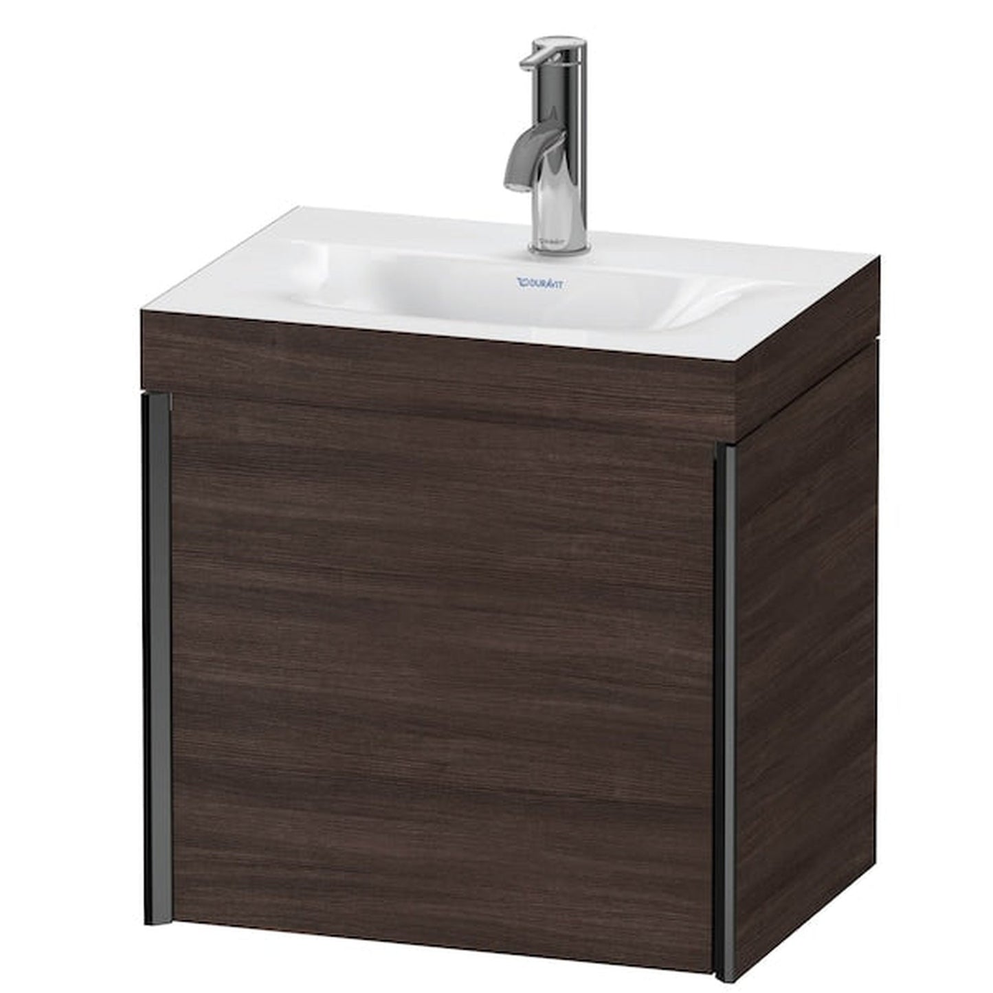 Duravit XViu 18" x 18" x 13" One Door C-Bonded Wall-Mount Vanity Kit With One Tap Hole, Chestnut Dark (XV4631OB253C)