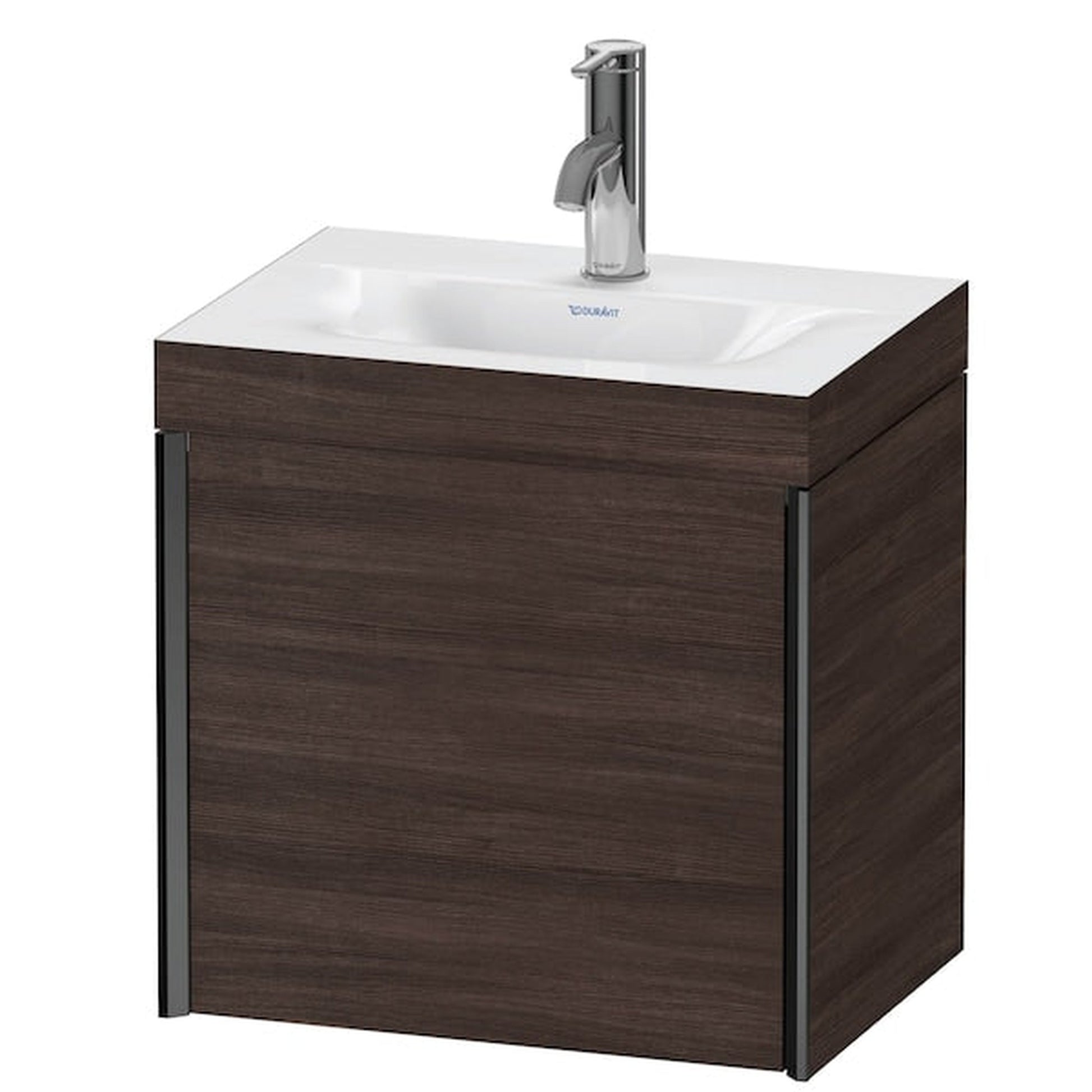 Duravit XViu 18" x 18" x 13" One Door C-Bonded Wall-Mount Vanity Kit With One Tap Hole, Chestnut Dark (XV4631OB253C)