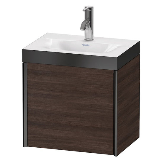 Duravit XViu 18" x 18" x 13" One Door C-Bonded Wall-Mount Vanity Kit With One Tap Hole, Chestnut Dark (XV4631OB253P)