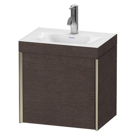 Duravit XViu 18" x 18" x 13" One Door C-Bonded Wall-Mount Vanity Kit With One Tap Hole, Dark Brushed Oak (XV4631OB172C)