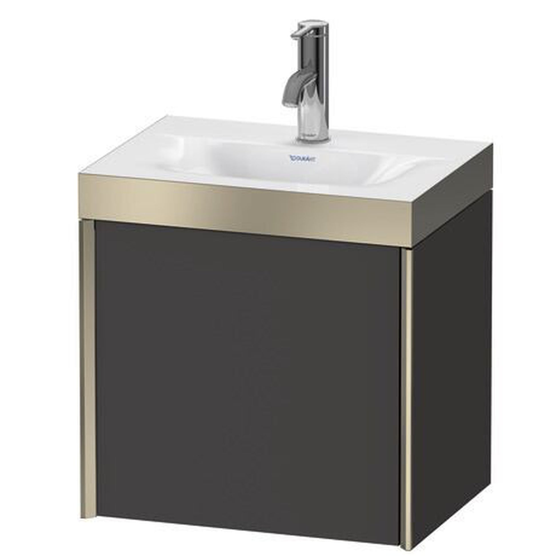 Duravit XViu 18" x 18" x 13" One Door C-Bonded Wall-Mount Vanity Kit With One Tap Hole, Graphite (XV4631OB180P)