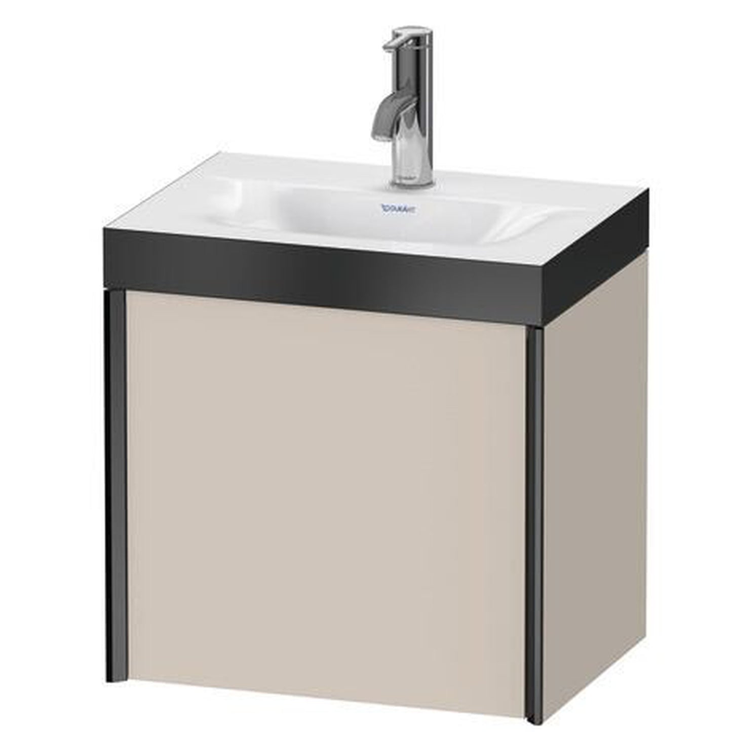 Duravit XViu 18" x 18" x 13" One Door C-Bonded Wall-Mount Vanity Kit With One Tap Hole, Taupe (XV4631OB291P)