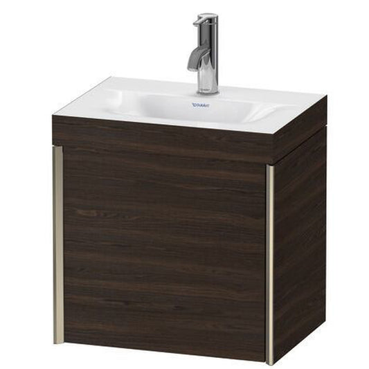Duravit XViu 18" x 18" x 13" One Door C-Bonded Wall-Mount Vanity Kit With One Tap Hole, Walnut Brushed (XV4631OB169C)
