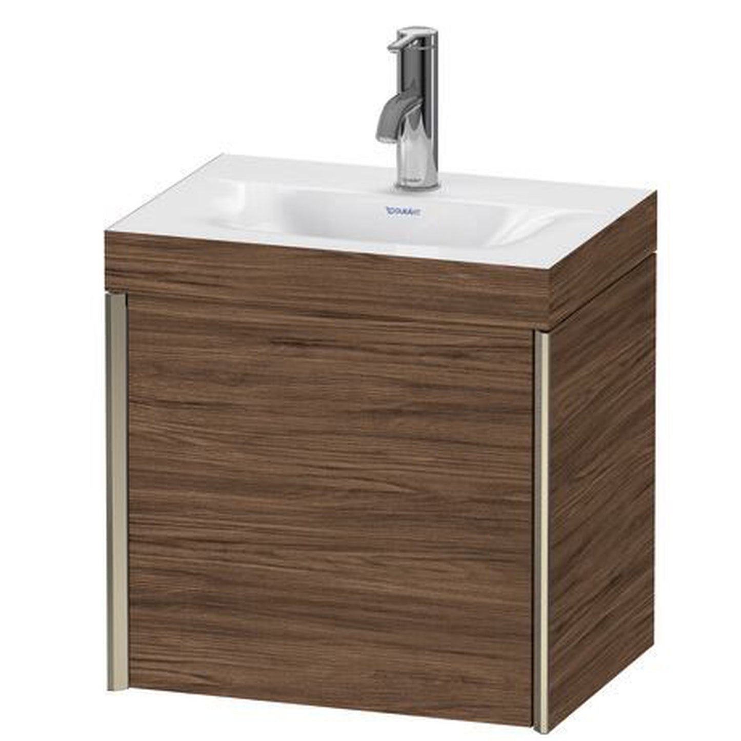 Duravit XViu 18" x 18" x 13" One Door C-Bonded Wall-Mount Vanity Kit With One Tap Hole, Walnut Dark (XV4631OB121C)
