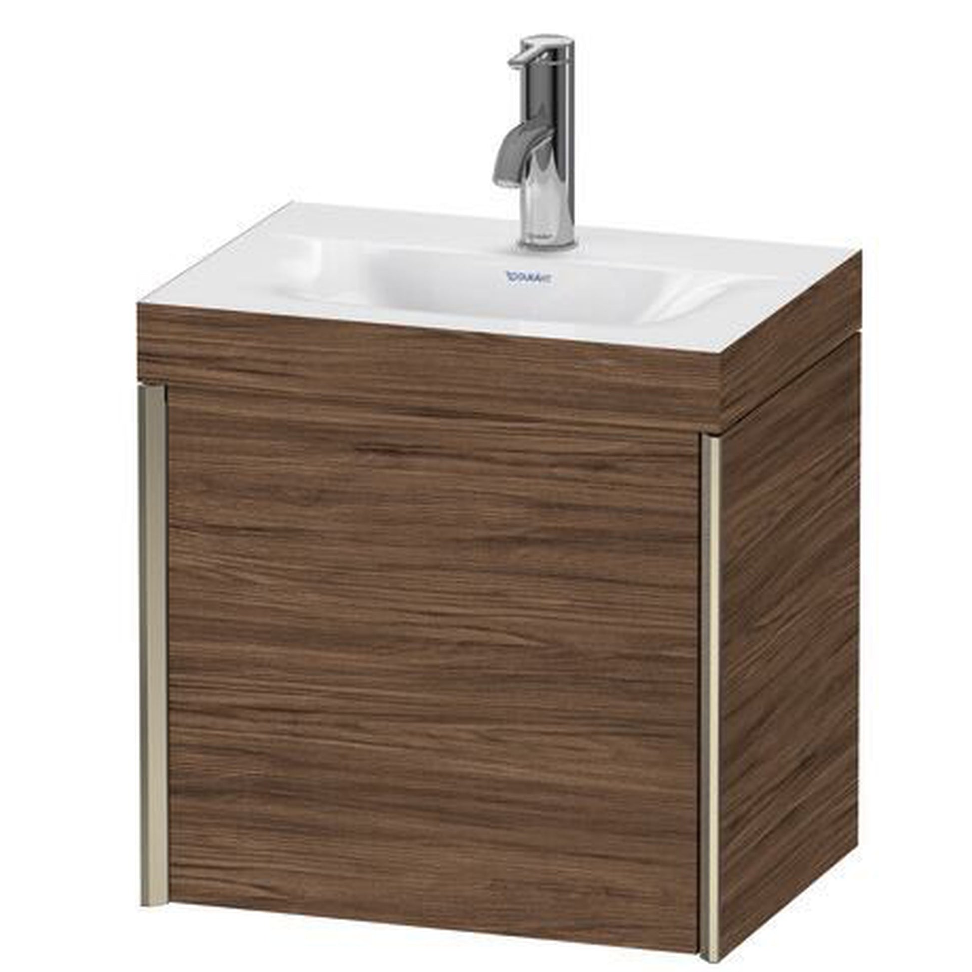 Duravit XViu 18" x 18" x 13" One Door C-Bonded Wall-Mount Vanity Kit With One Tap Hole, Walnut Dark (XV4631OB121C)