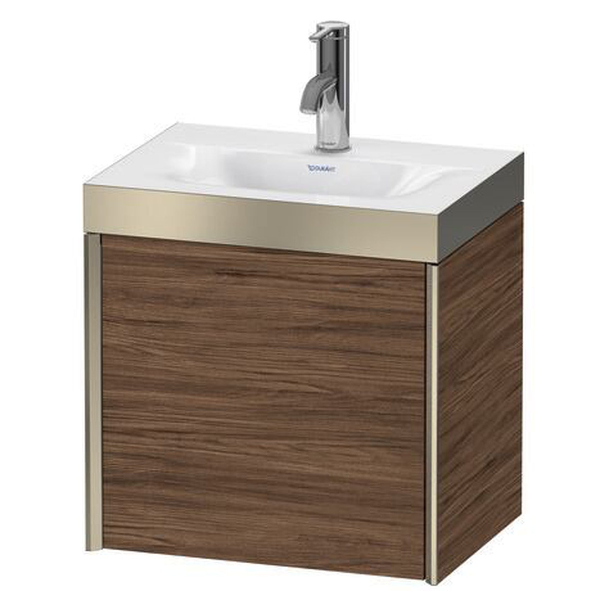 Duravit XViu 18" x 18" x 13" One Door C-Bonded Wall-Mount Vanity Kit With One Tap Hole, Walnut Dark (XV4631OB121P)