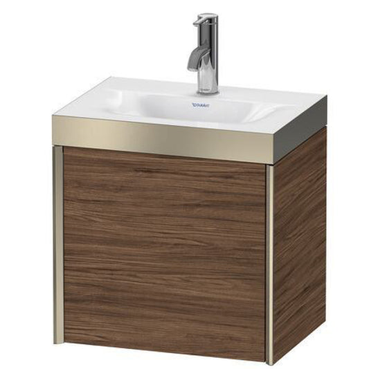 Duravit XViu 18" x 18" x 13" One Door C-Bonded Wall-Mount Vanity Kit With One Tap Hole, Walnut Dark (XV4631OB121P)