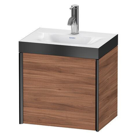 Duravit XViu 18" x 18" x 13" One Door C-Bonded Wall-Mount Vanity Kit With One Tap Hole, Walnut (XV4631OB279P)