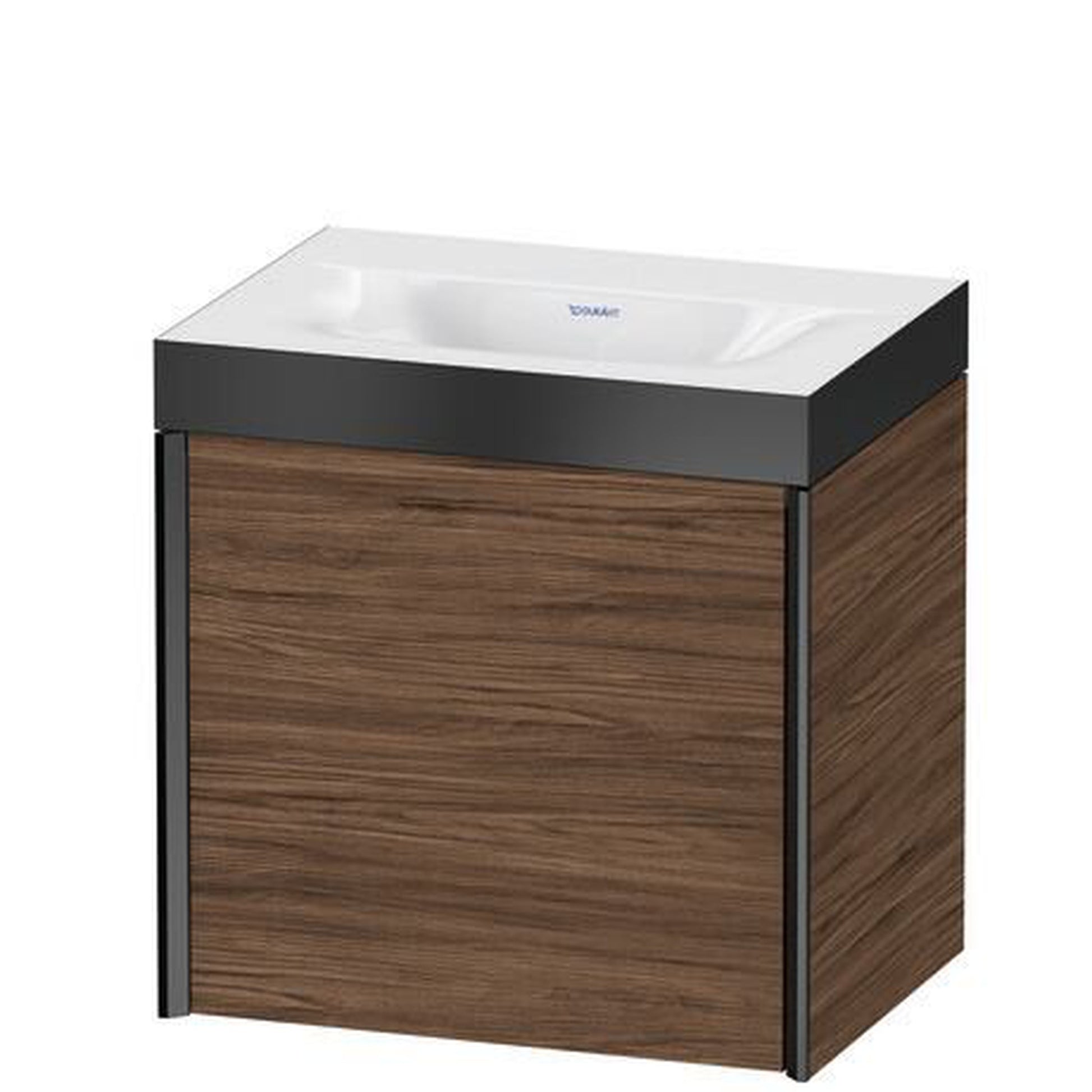 Duravit XViu 18" x 18" x 13" One Door C-Bonded Wall-Mount Vanity Kit Without Tap Hole, Walnut Dark (XV4631NB221P)