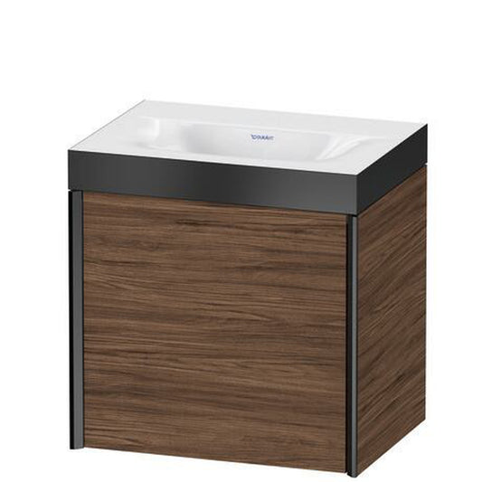 Duravit XViu 18" x 18" x 13" One Door C-Bonded Wall-Mount Vanity Kit Without Tap Hole, Walnut Dark (XV4631NB221P)