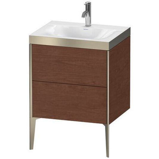Duravit XViu 24" x 24" x 19" Two Drawer C-Bonded Floorstanding Vanity Kit With One Tap Hole, American Walnut (XV4709OB113P)