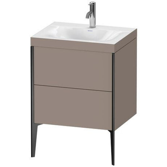 Duravit XViu 24" x 24" x 19" Two Drawer C-Bonded Floorstanding Vanity Kit With One Tap Hole, Basalt (XV4709OB243C)