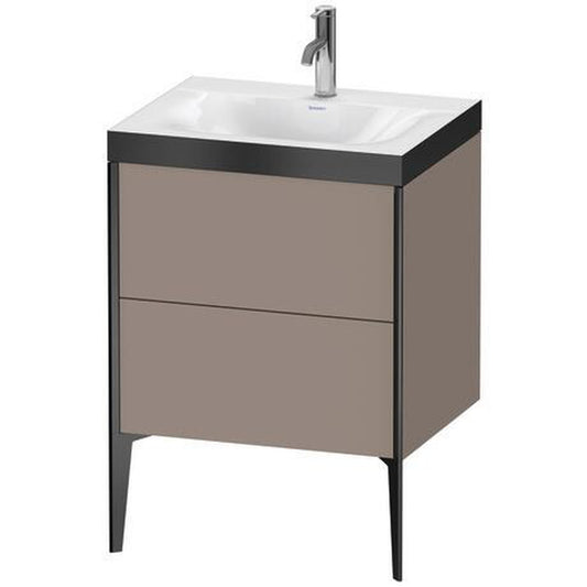 Duravit XViu 24" x 24" x 19" Two Drawer C-Bonded Floorstanding Vanity Kit With One Tap Hole, Basalt (XV4709OB243P)