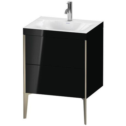 Duravit XViu 24" x 24" x 19" Two Drawer C-Bonded Floorstanding Vanity Kit With One Tap Hole, Black (XV4709OB140C)