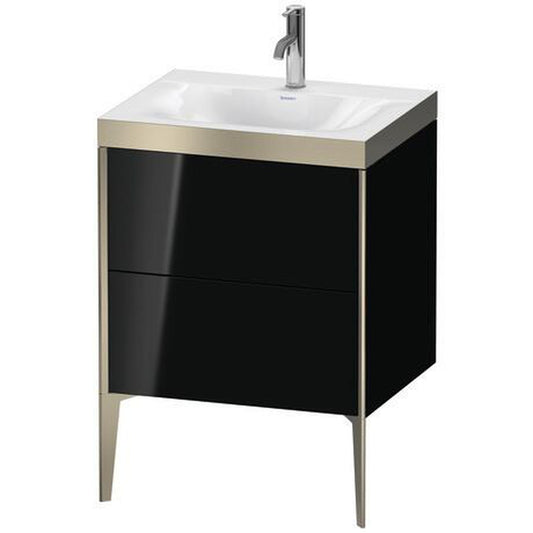 Duravit XViu 24" x 24" x 19" Two Drawer C-Bonded Floorstanding Vanity Kit With One Tap Hole, Black (XV4709OB140P)