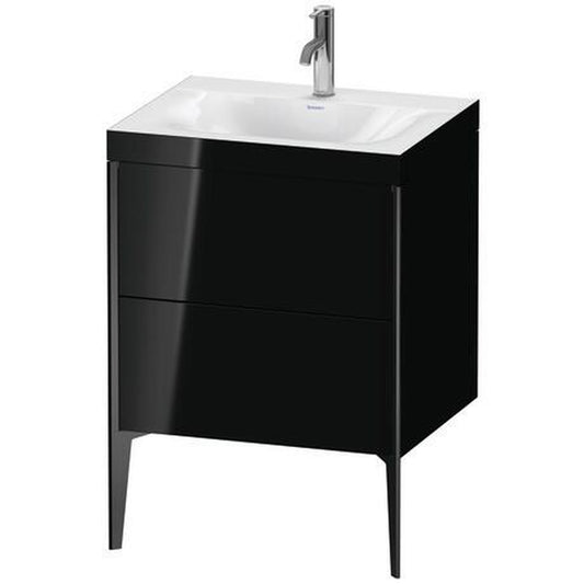 Duravit XViu 24" x 24" x 19" Two Drawer C-Bonded Floorstanding Vanity Kit With One Tap Hole, Black (XV4709OB240C)