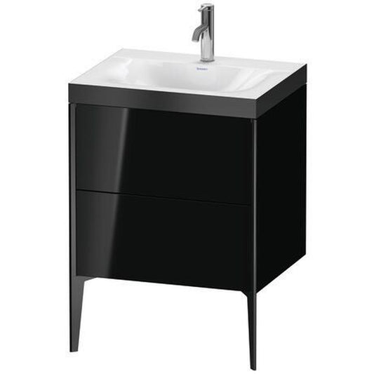 Duravit XViu 24" x 24" x 19" Two Drawer C-Bonded Floorstanding Vanity Kit With One Tap Hole, Black (XV4709OB240P)
