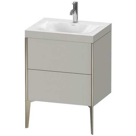 Duravit XViu 24" x 24" x 19" Two Drawer C-Bonded Floorstanding Vanity Kit With One Tap Hole, Concrete Gray (XV4709OB107C)