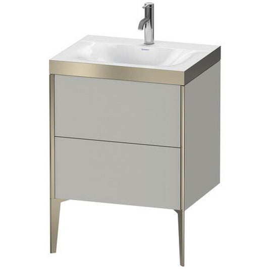 Duravit XViu 24" x 24" x 19" Two Drawer C-Bonded Floorstanding Vanity Kit With One Tap Hole, Concrete Gray (XV4709OB107P)