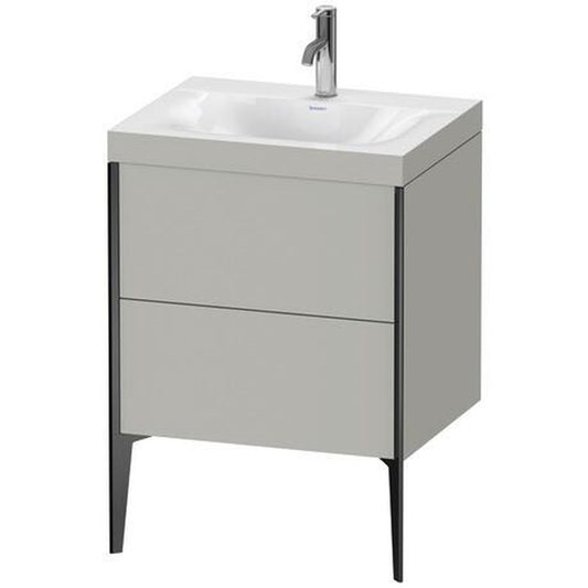 Duravit XViu 24" x 24" x 19" Two Drawer C-Bonded Floorstanding Vanity Kit With One Tap Hole, Concrete Gray (XV4709OB207C)