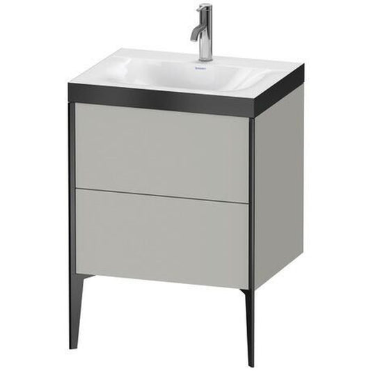 Duravit XViu 24" x 24" x 19" Two Drawer C-Bonded Floorstanding Vanity Kit With One Tap Hole, Concrete Gray (XV4709OB207P)