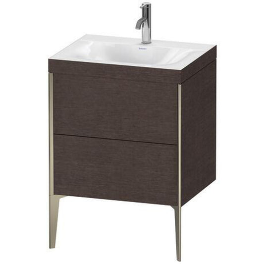 Duravit XViu 24" x 24" x 19" Two Drawer C-Bonded Floorstanding Vanity Kit With One Tap Hole, Dark Brushed Oak (XV4709OB172C)