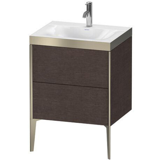 Duravit XViu 24" x 24" x 19" Two Drawer C-Bonded Floorstanding Vanity Kit With One Tap Hole, Dark Brushed Oak (XV4709OB172P)