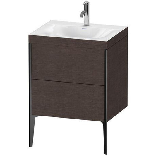 Duravit XViu 24" x 24" x 19" Two Drawer C-Bonded Floorstanding Vanity Kit With One Tap Hole, Dark Brushed Oak (XV4709OB272C)