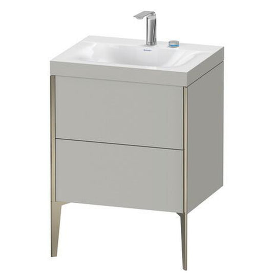 Duravit XViu 24" x 24" x 19" Two Drawer C-Bonded Floorstanding Vanity Kit With One Tap Hole, Dark Brushed Oak (XV4709OB272P)