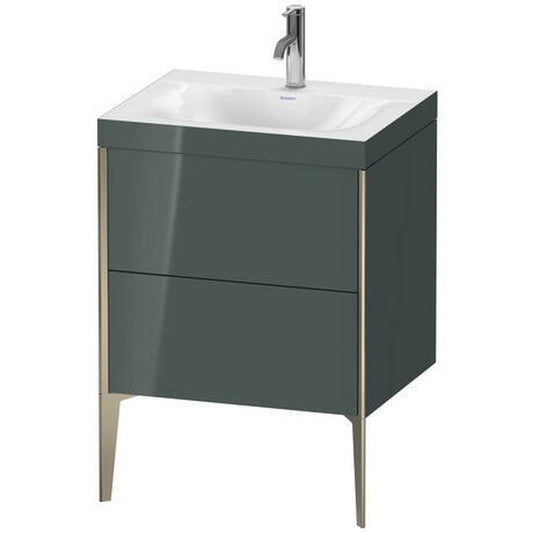 Duravit XViu 24" x 24" x 19" Two Drawer C-Bonded Floorstanding Vanity Kit With One Tap Hole, Dolomite Gray (XV4709OB138C)