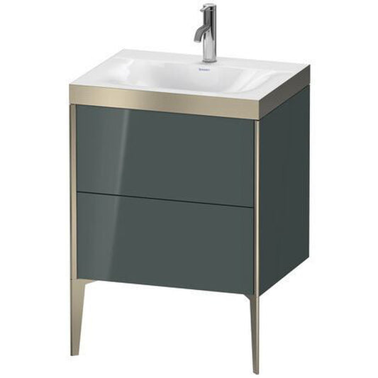 Duravit XViu 24" x 24" x 19" Two Drawer C-Bonded Floorstanding Vanity Kit With One Tap Hole, Dolomite Gray (XV4709OB138P)