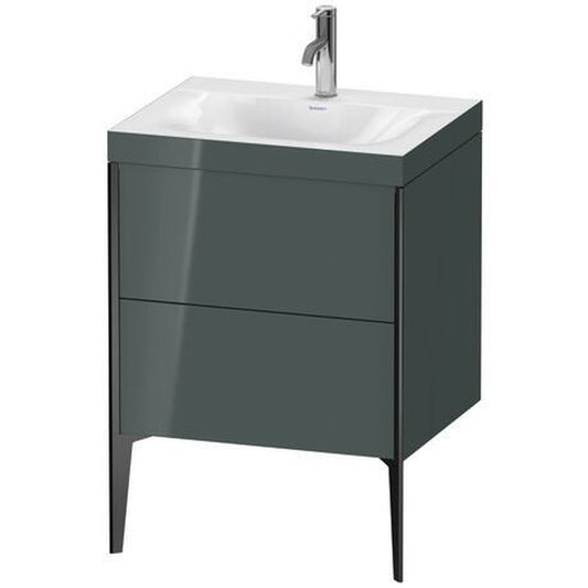 Duravit XViu 24" x 24" x 19" Two Drawer C-Bonded Floorstanding Vanity Kit With One Tap Hole, Dolomite Gray (XV4709OB238C)