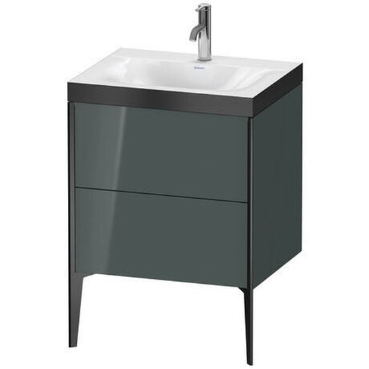 Duravit XViu 24" x 24" x 19" Two Drawer C-Bonded Floorstanding Vanity Kit With One Tap Hole, Dolomite Gray (XV4709OB238P)