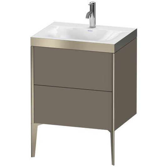 Duravit XViu 24" x 24" x 19" Two Drawer C-Bonded Floorstanding Vanity Kit With One Tap Hole, Flannel Gray (XV4709OB190P)