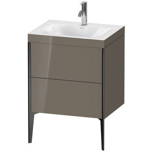 Duravit XViu 24" x 24" x 19" Two Drawer C-Bonded Floorstanding Vanity Kit With One Tap Hole, Flannel Gray (XV4709OB289C)