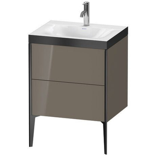 Duravit XViu 24" x 24" x 19" Two Drawer C-Bonded Floorstanding Vanity Kit With One Tap Hole, Flannel Gray (XV4709OB289P)