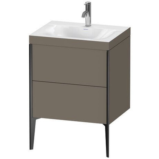 Duravit XViu 24" x 24" x 19" Two Drawer C-Bonded Floorstanding Vanity Kit With One Tap Hole, Flannel Gray (XV4709OB290C)