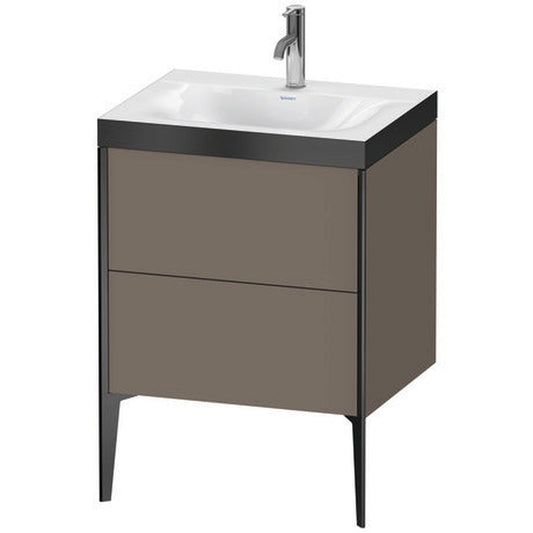 Duravit XViu 24" x 24" x 19" Two Drawer C-Bonded Floorstanding Vanity Kit With One Tap Hole, Flannel Gray (XV4709OB290P)
