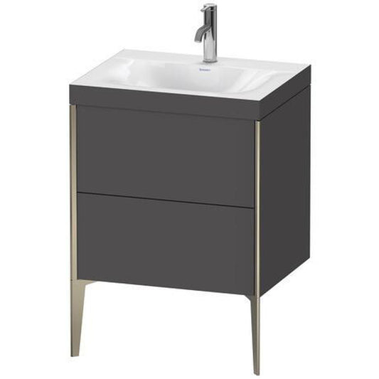Duravit XViu 24" x 24" x 19" Two Drawer C-Bonded Floorstanding Vanity Kit With One Tap Hole, Graphite (XV4709OB149C)