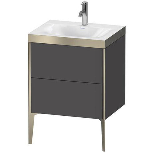Duravit XViu 24" x 24" x 19" Two Drawer C-Bonded Floorstanding Vanity Kit With One Tap Hole, Graphite (XV4709OB149P)
