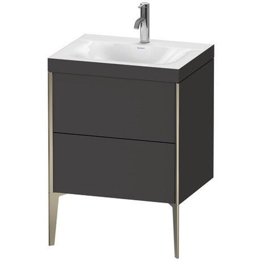 Duravit XViu 24" x 24" x 19" Two Drawer C-Bonded Floorstanding Vanity Kit With One Tap Hole, Graphite (XV4709OB180C)