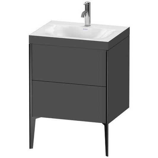 Duravit XViu 24" x 24" x 19" Two Drawer C-Bonded Floorstanding Vanity Kit With One Tap Hole, Graphite (XV4709OB249C)