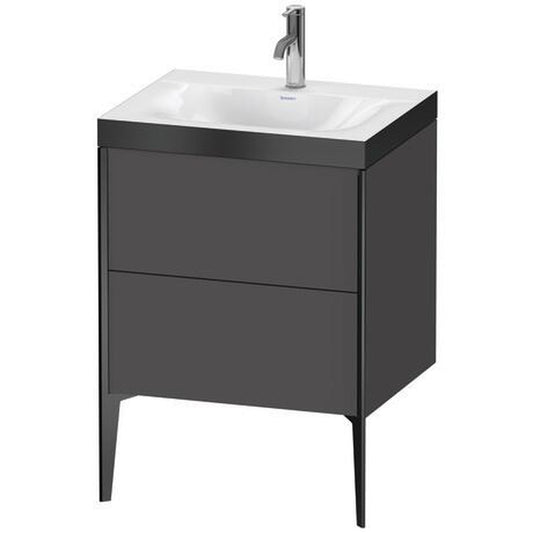 Duravit XViu 24" x 24" x 19" Two Drawer C-Bonded Floorstanding Vanity Kit With One Tap Hole, Graphite (XV4709OB249P)