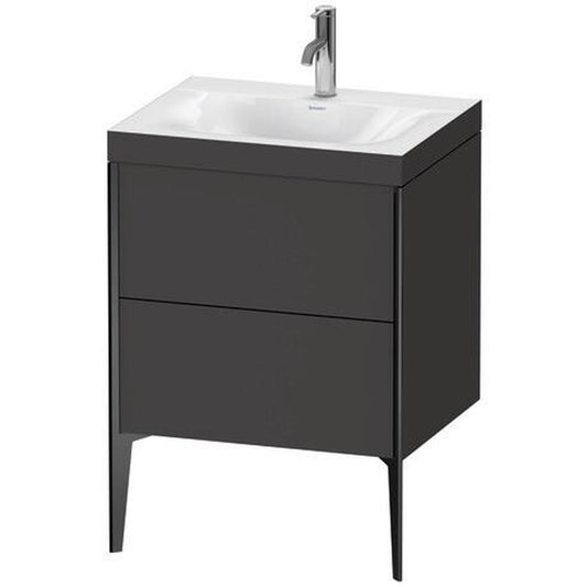 Duravit XViu 24" x 24" x 19" Two Drawer C-Bonded Floorstanding Vanity Kit With One Tap Hole, Graphite (XV4709OB280C)