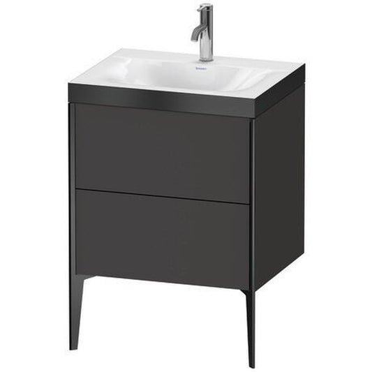 Duravit XViu 24" x 24" x 19" Two Drawer C-Bonded Floorstanding Vanity Kit With One Tap Hole, Graphite (XV4709OB280P)