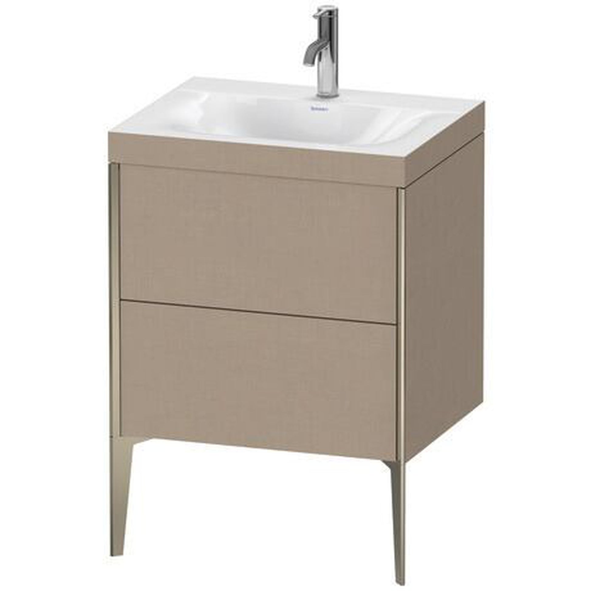 Duravit XViu 24" x 24" x 19" Two Drawer C-Bonded Floorstanding Vanity Kit With One Tap Hole, Linen (XV4709OB175C)
